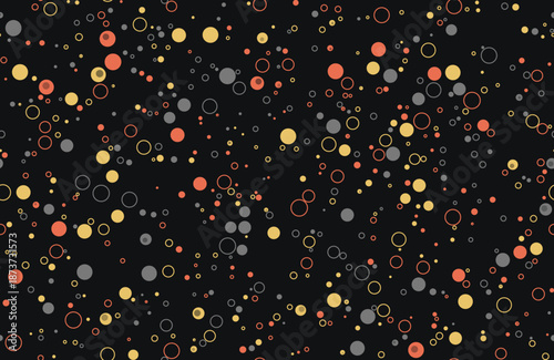 Warm Glowing Circles and Bubbles Seamless Pattern on Black Background for Festive Night Themes