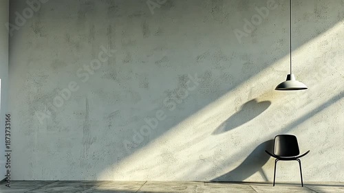 empty room with chair and lamp