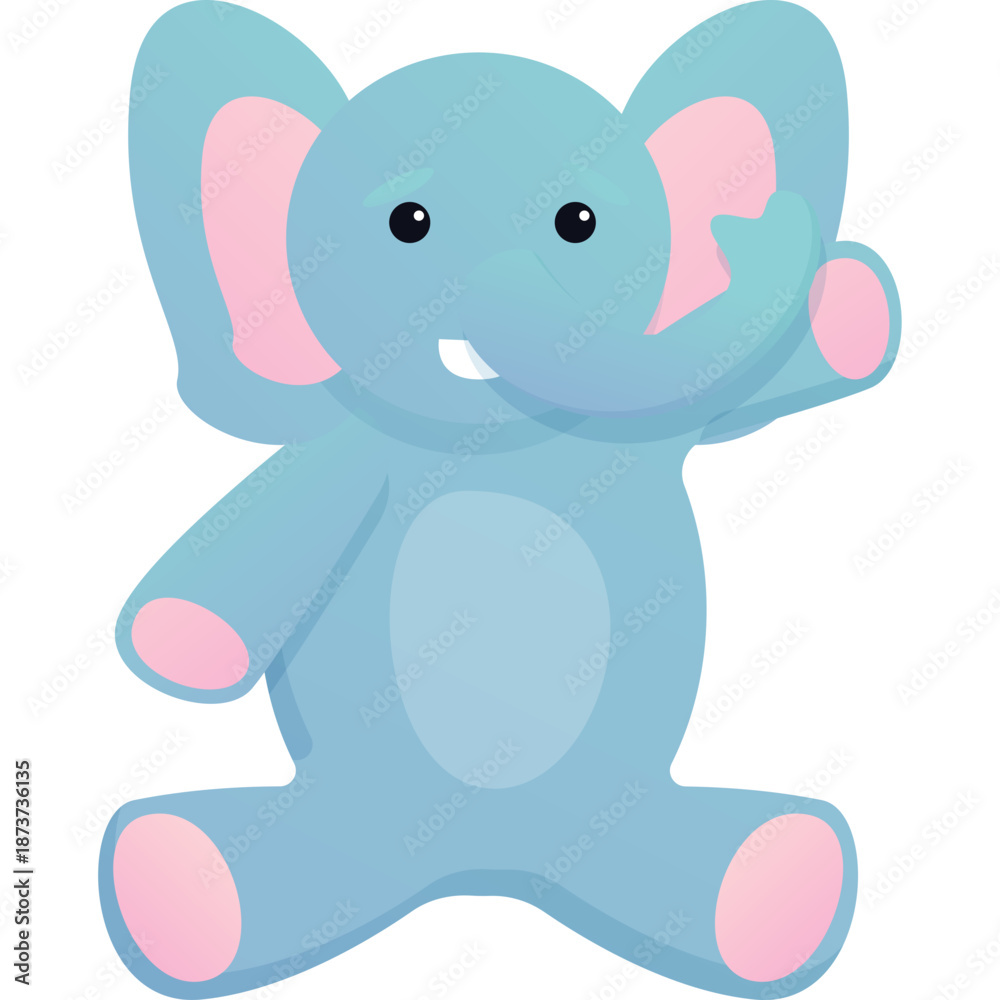 Obraz premium Cute blue cartoon elephant waving
