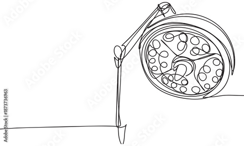 Continuous Line Drawing of a Surgical Operating Lamp