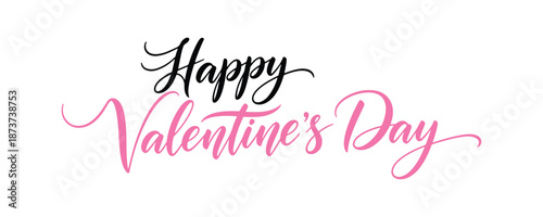 Charming calligraphic message: Happy Valentine's Day. Text line, rendered on a white background
