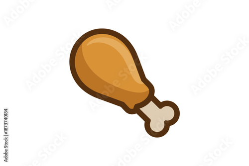 A cartoon image of a cooked chicken leg on a white background