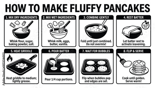 How to Make Fluffy Pancakes Recipe Diagram Guide Instructions Steps