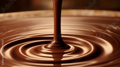 chocolate liquid pouring making ripples
