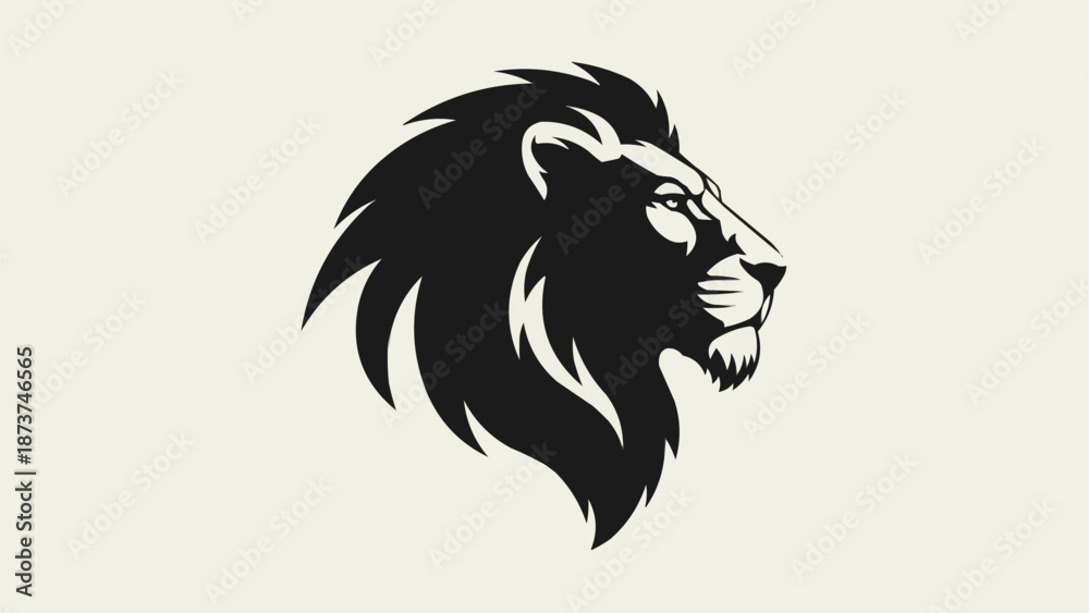 Obraz premium Majestic Lion Head Silhouette Profile.