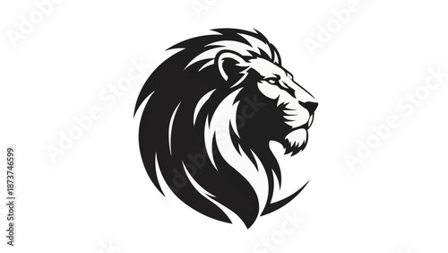 Majestic Lion Head Silhouette Profile Graphic.