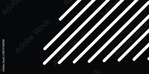 Black and White Diagonal Stripes Abstract Background with Rounded Lines