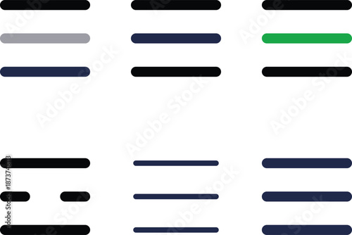 Text formatting bars set, 12 icons, minimal rounded style
