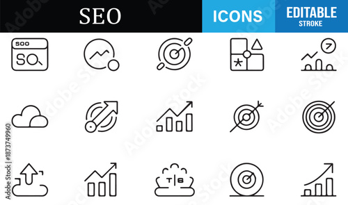 Search optimization and analytics editable icon pack