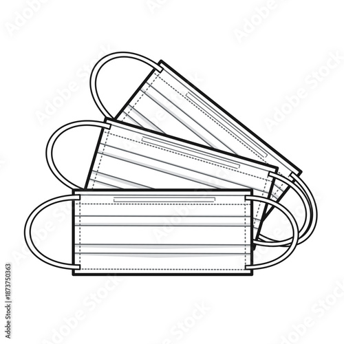 ３枚の使い捨て不織布マスク