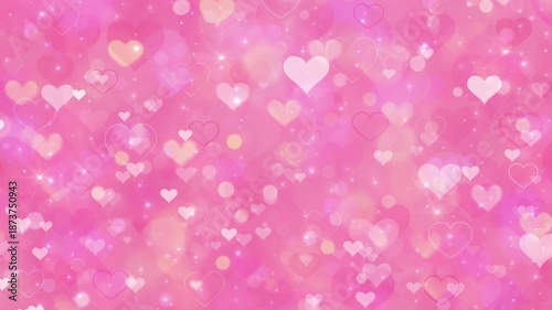 ハート　キラキラ　ループ動画　豪華　おしゃれ　光る　華やか　パーティクル　ポップ　Glittering cute pink hearts.Shining Particles light. Valentine's Day,Wedding.Loop video.