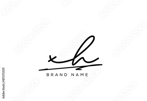 XH letter elegant cursive beauty handwriting logo. symbol design| typography logo| creative mark| corporate identity| signature logo.