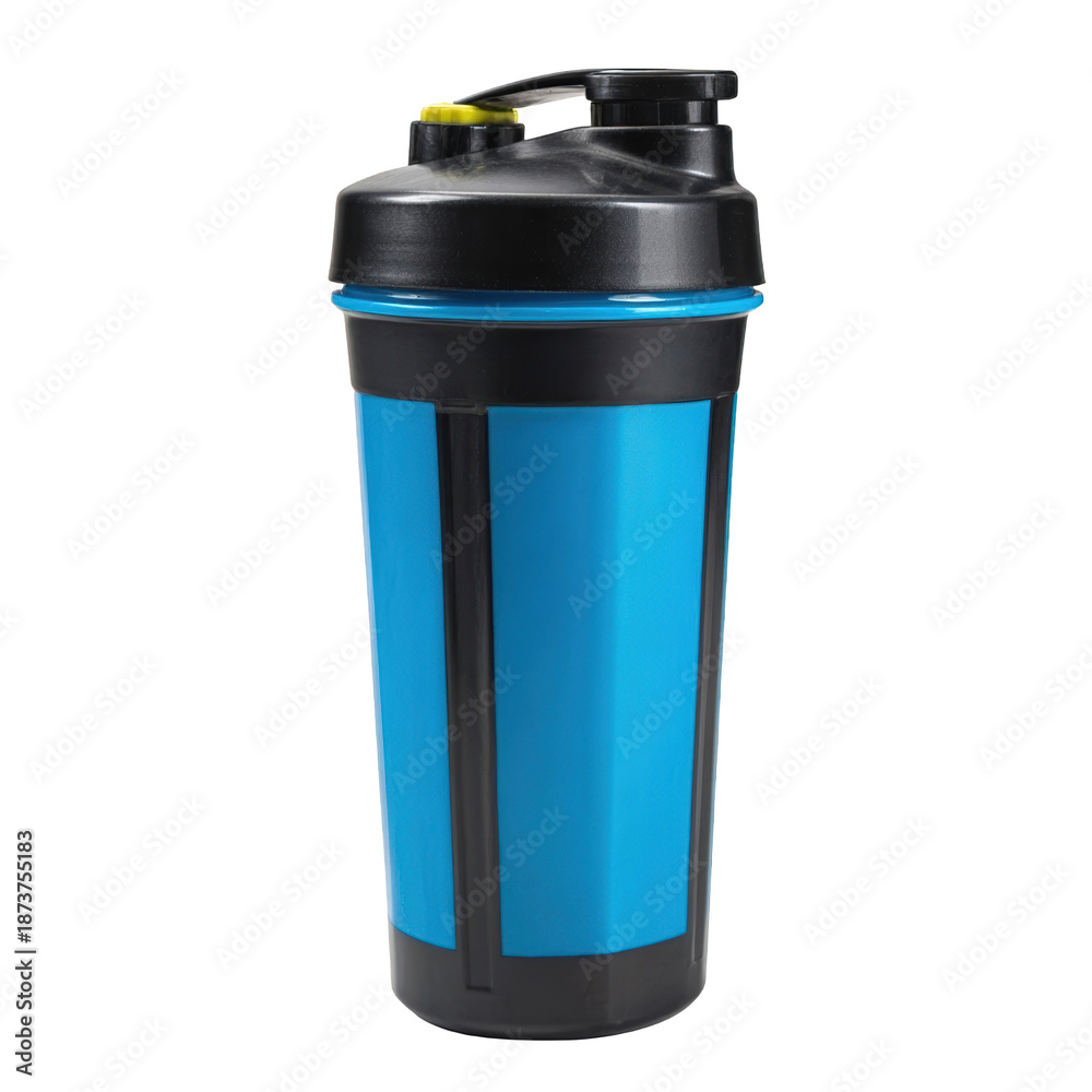 Obraz premium Stylish blue shaker for drinks and smoothies.