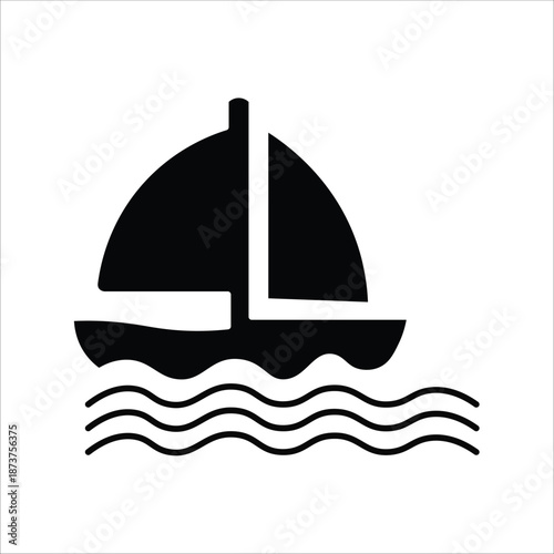 sailboat icons. simple solid vector illustration