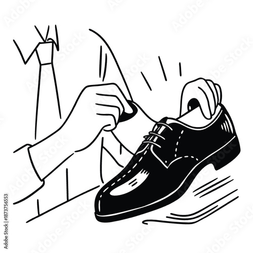 Man polishing shoes