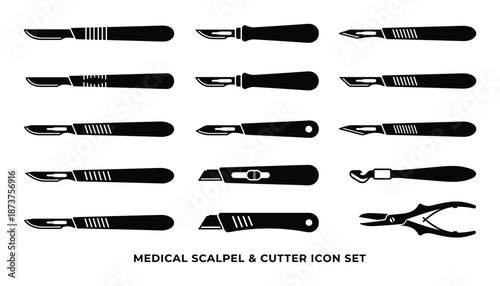 Hospital or medical scalpel set. Vector illustration