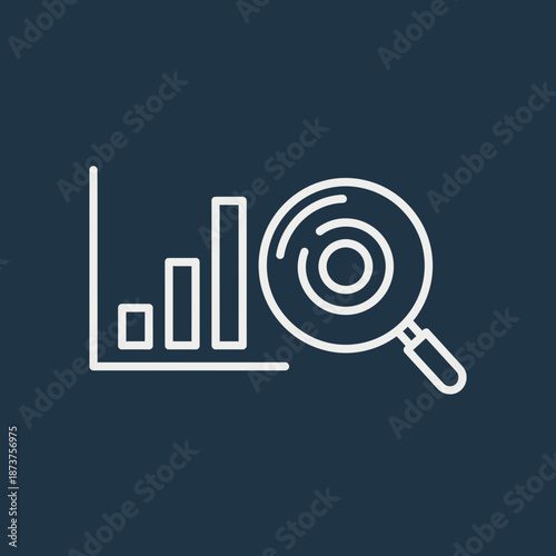 Data Analysis Icon – Chart with Magnifying Glass Symbol for Analytics, SEO & Business Insights