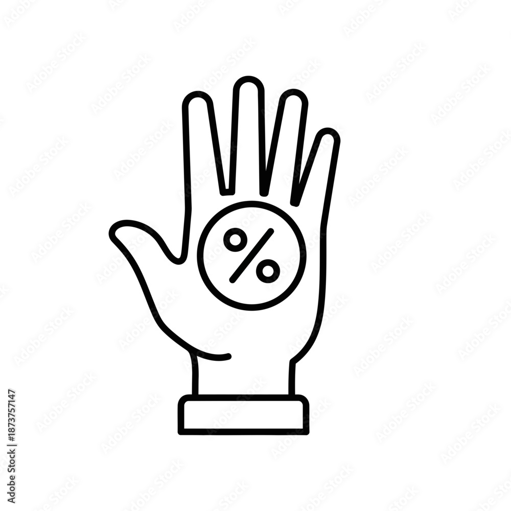 Obraz premium Discount Offer Icon – Percentage Savings Symbol in Hand for Finance, Sales & Marketing Design