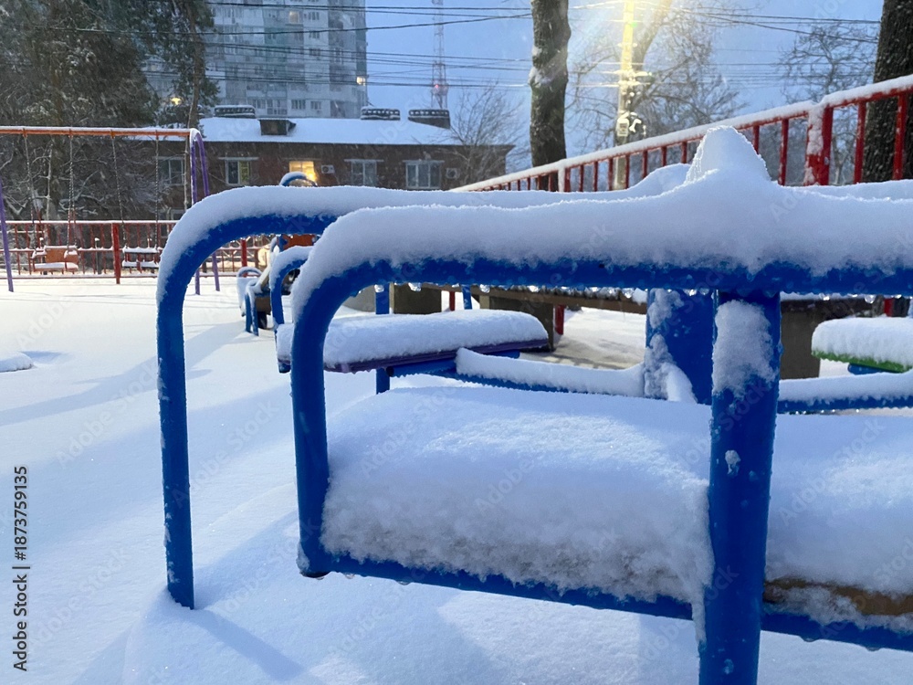 Obraz premium Children playground covered with snow