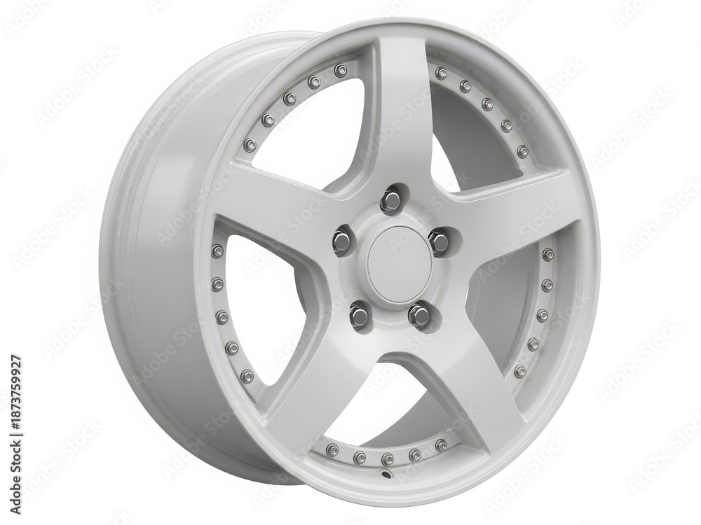 Obraz premium White five-spoke alloy wheel