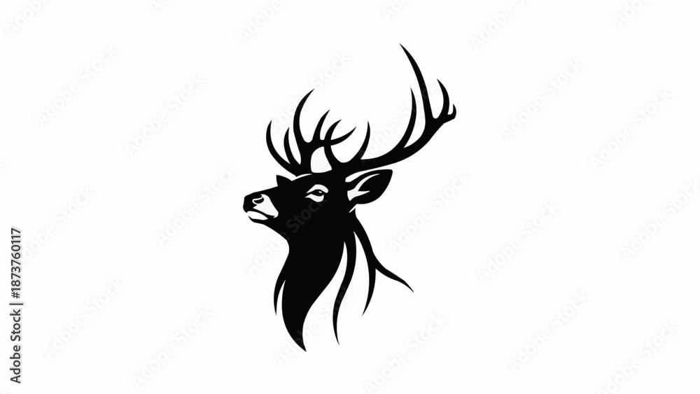 Obraz premium Majestic Stag Head Silhouette Profile.