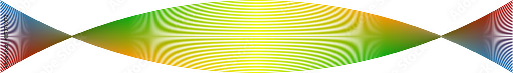 Obraz premium Abstract flowing lines with a gradient of yellow, green, red, blue on transparent background 