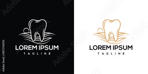 Dental care logos displayed on contrasting backgrounds in a comparative visual representation of design elements
