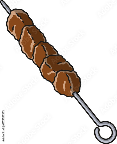 vector illustration of charcoal-grilled lamb skewers