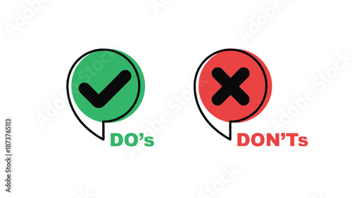 A green checkmark and a red X in speech bubbles representing DO's and DON'Ts