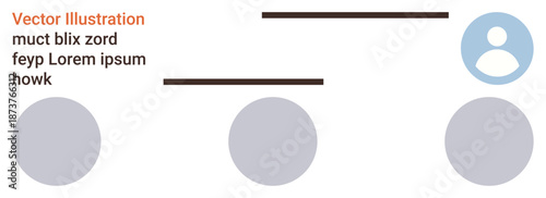 Social media, communication, user interface, modern web design, digital profiles, online networking. Minimalist layout with circular elements and a profile icon. Social media and user interface