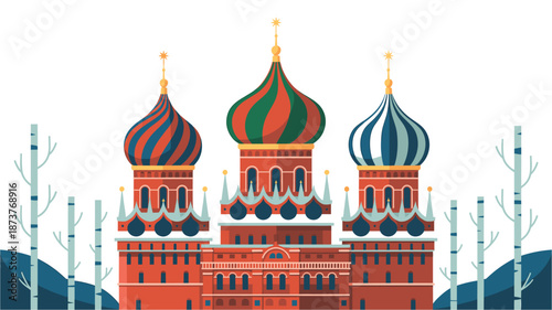 Stunning Russian Orthodox church with colorful domes