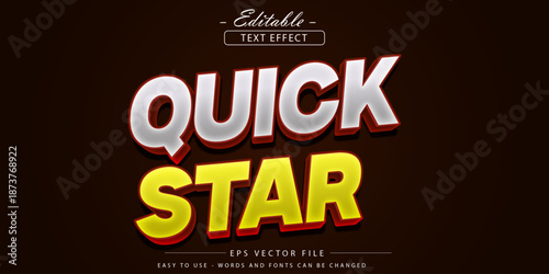Glowing quick star text, editable text effect.