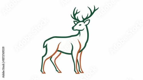 Majestic Stag Standing Proudly with Antlers.