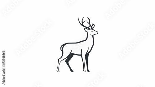 Majestic Stag Standing Proudly Isolated White Background.