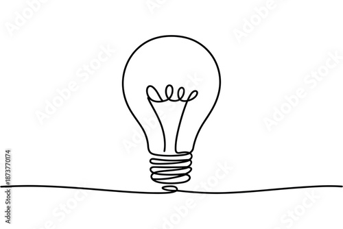 A simple line drawing of a lightbulb on a white background