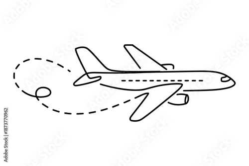 A simple line drawing of an airplane flying in a circular path