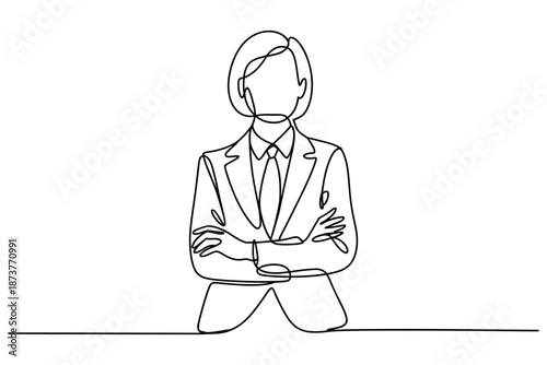 A minimalist line drawing of a businessman in a confident pose