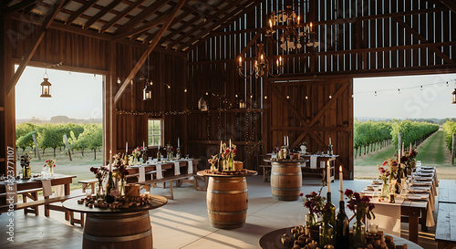 Rustic Barn Wedding Reception Venue Interior.