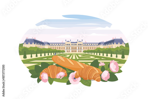 Elegant French chateau with beautiful garden and bread