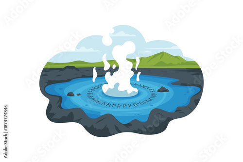 Vibrant geothermal hot spring in a stunning natural landscape