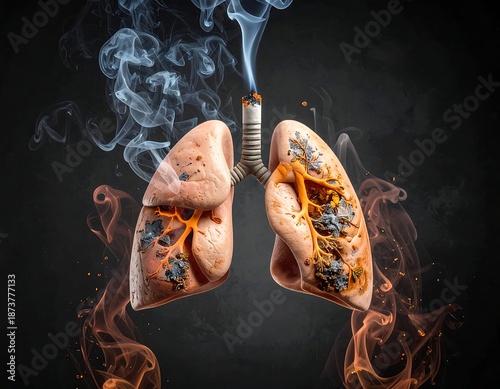 Graphic depiction of damaged lungs due to smoking