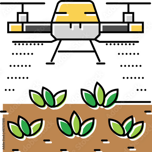 Drone over crops, agricultural technology