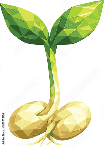 beansprout  with lowpoly art, eps 10 illustration