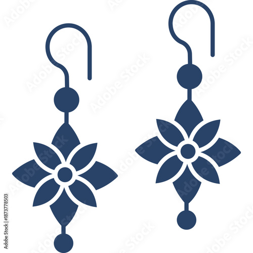 Elegant Blue Floral Dangle Earrings Icon