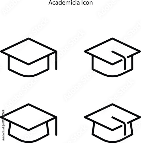 Graduation hat/cap flat outline icon for education apps and websites