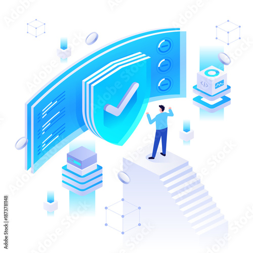 Cybersecurity verification vector illustration