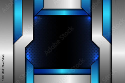 Abstract blue modern technology glossy metallic textured background