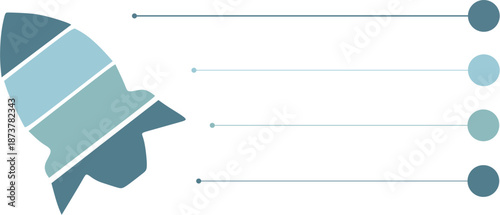 Rocket ship infographic element with four steps representing progress and launch ideal for business presentations and startup concepts