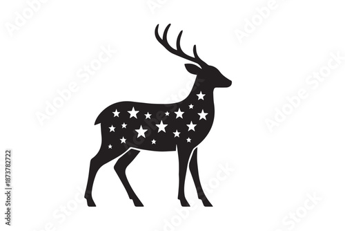 Star-patterned reindeer silhouette perfect for magical seasonal vector designs.