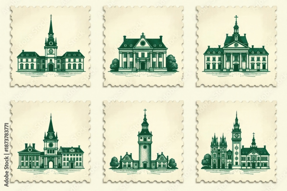 Fototapeta premium postage stamps, scrapbooking, Europe theme